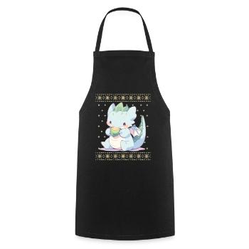 Kawaii Dragon in Ugly Christmas Sweater Style - Cooking Apron - black - Front - AI Model Male 185 dark (185cm)