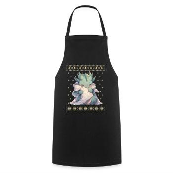 Kawaii Dragon in Ugly Christmas Sweater Style - Cooking Apron - black - Front - AI Model Male 185 dark (185cm)