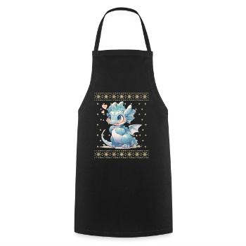 Kawaii Dragon in Ugly Christmas Sweater Style - Cooking Apron - black - Front - AI Model Male 185 dark (185cm)