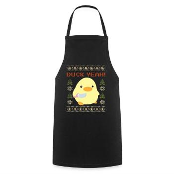 Duck with Knife Meme - Duck yes Ugly Christmas - Cooking Apron - black - Front - AI Model Male 185 dark (185cm)