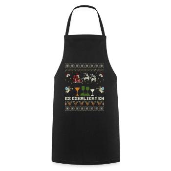 "Es eskaliert eh" Ugly Christmas Party Kostüm - Kochschürze - Schwarz - Vorne - AI Model Male 185 dark (185cm)