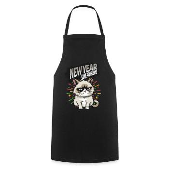 Same Problems - Angry Cat Happy New Year Pajamas - Kochschürze - Schwarz - Vorne - AI Model Male 185 dark (185cm)