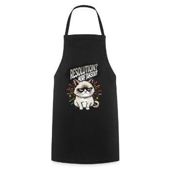 More Takeout - Angry Cat Happy New Year Pajamas - Kochschürze - Schwarz - Vorne - AI Model Male 185 dark (185cm)