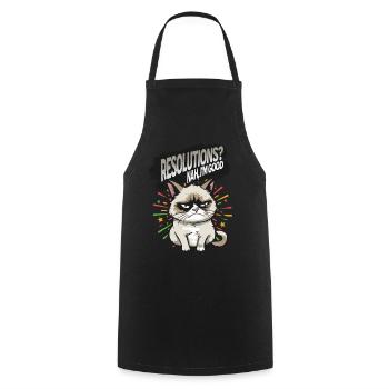 Resolutions? Nah! Angry Cat Happy New Year Pajamas - Kochschürze - Schwarz - Vorne - AI Model Male 185 dark (185cm)