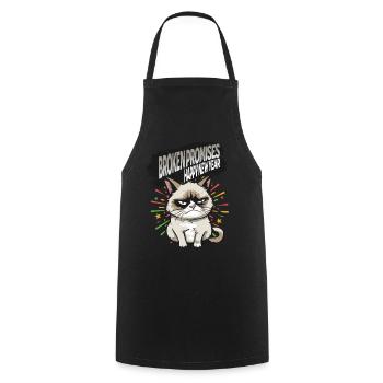 Broken Promises - Angry Cat Happy New Year Pajamas - Kochschürze - Schwarz - Vorne - AI Model Male 185 dark (185cm)