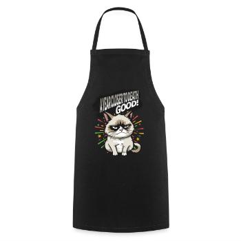 Plus près de la mort - Pyjama Angry Cat Happy New Year - Tablier de cuisine - noir - Devant - AI Model Male 185 dark (185cm)
