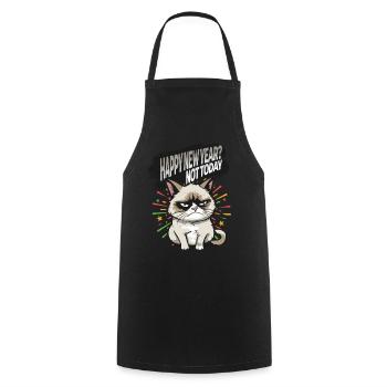 Not today - Angry Cat Happy New Year Pajamas - Kochschürze - Schwarz - Vorne - AI Model Male 185 dark (185cm)