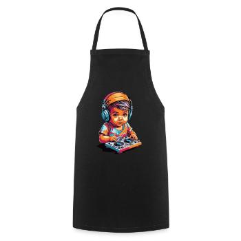 DJ drôle en tant que Baby Music Kid Mixer Party - Tablier de cuisine - noir - Devant - AI Model Male 185 dark (185cm)