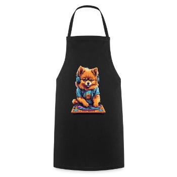 Pomeranian DJ Zwergspitz Party Music Design - Cooking Apron - black - Front - AI Model Male 185 dark (185cm)