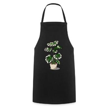 Variegated Monstera - Cooking Apron - black - Front - AI Model Male 185 dark (185cm)