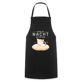 Möge die Nacht mit dir sein - Schlafshirt Katze - Kochschürze - Schwarz - Vorne - AI Model Male 185 dark (185cm)