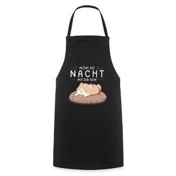 Möge die Nacht mit dir sein - Schlafshirt Katze - Kochschürze - Schwarz - Vorne - AI Model Male 185 dark (185cm)