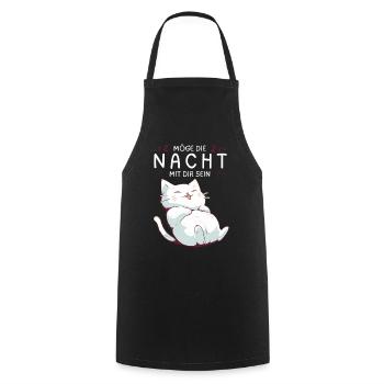 Möge die Nacht mit dir sein - Schlafshirt Katze - Kochschürze - Schwarz - Vorne - AI Model Male 185 dark (185cm)