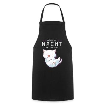 Möge die Nacht mit dir sein - Schlafshirt Katze - Kochschürze - Schwarz - Vorne - AI Model Male 185 dark (185cm)