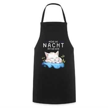 Möge die Nacht mit dir sein - Schlafshirt Katze - Kochschürze - Schwarz - Vorne - AI Model Male 185 dark (185cm)