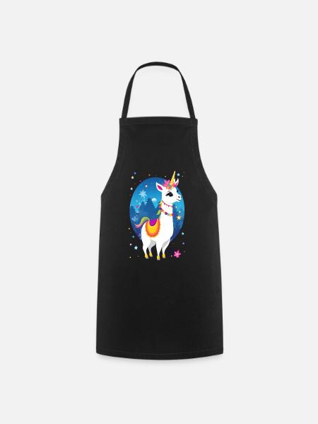 Licorne Lama - Tablier de cuisine - noir