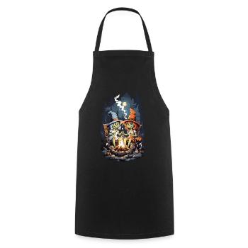 Witches Campfire Halloween Cartoon Kids - Cooking Apron - black - Front - AI Model Male 185 dark (185cm)