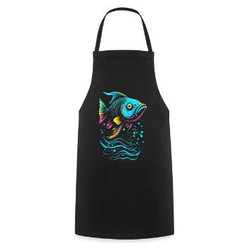 Poisson Vecteur Art Néon Lueur - Tablier de cuisine - noir - Devant - AI Model Male 185 dark (185cm)