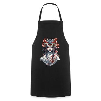 Japanese Oni Demon Vintage Aesthetic Design - Cooking Apron - black - Front - AI Model Male 185 dark (185cm)