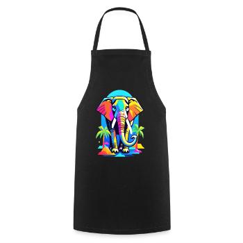 Éléphant coloré dans la conception de l’arc-en-ciel de la jungle - Tablier de cuisine - noir - Devant - AI Model Male 185 dark (185cm)