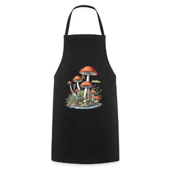 Goblincore Mushroom Vintage Nature Design - Cooking Apron - black - Front - AI Model Male 185 dark (185cm)