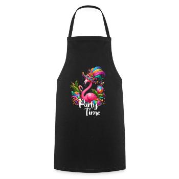Flamingo feiert Party Wochenende Karneval Urlaub - Kochschürze - Schwarz - Vorne - AI Model Male 185 dark (185cm)
