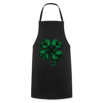 Green four-leaf clover - Cooking Apron - black - Front - AI Model Male 185 dark (185cm)