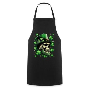 St. Patrick's Day Irish Skull - Cooking Apron - black - Front - AI Model Male 185 dark (185cm)