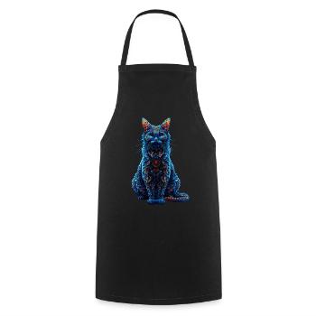 Komplizierter psychedelischer Fraktal-Katze-Rave-Pilz - Kochschürze - Schwarz - Vorne - AI Model Male 185 dark (185cm)