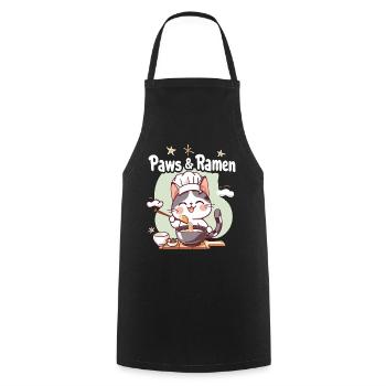 Pattes et Ramen Chats Drôles Dictons D’animaux - Tablier de cuisine - noir - Devant - AI Model Male 185 dark (185cm)