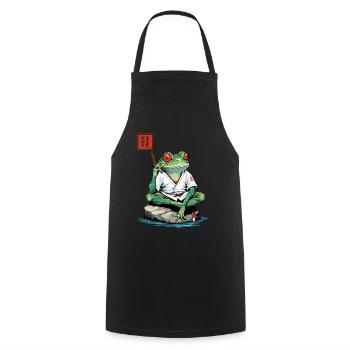 Smoking Frog Ukiyo-e Kanji Japan Streetwear - Cooking Apron - black - Front - AI Model Male 185 dark (185cm)