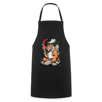 Yokai Tiger Vintage Ukiyo-E Streetwear Art - Tablier de cuisine - noir - Devant - AI Model Male 185 dark (185cm)