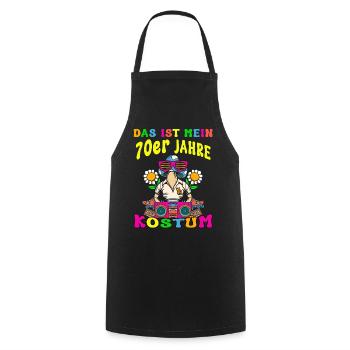 Das ist mein 70er Jahre Kostüm 70s Motto Party - Kochschürze - Schwarz - Vorne - AI Model Male 185 dark (185cm)