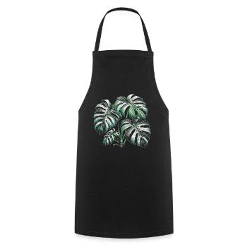 Variegated Monstera - Cooking Apron - black - Front - AI Model Male 185 dark (185cm)