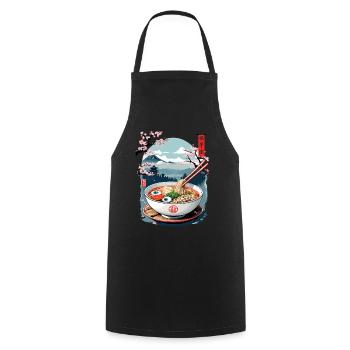 Ukiyo-E Ramen Yeux Horreur Japon Halloween Art - Tablier de cuisine - noir - Devant - AI Model Male 185 dark (185cm)