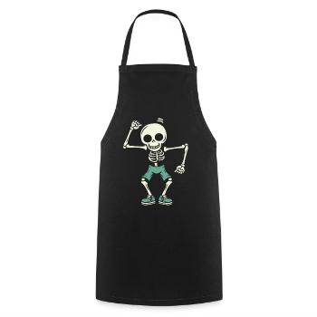 Crâne de squelette dansant - Tablier de cuisine - noir - Devant - AI Model Male 185 dark (185cm)