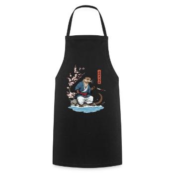Kawaii Samurai Otter Ukiyo-E Art Streetwear - Cooking Apron - black - Front - AI Model Male 185 dark (185cm)