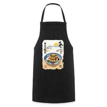 Japan Food Aesthetic Ukiyo-E Vintage Design - Cooking Apron - black - Front - AI Model Male 185 dark (185cm)