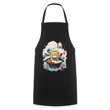 Shabu Shabu Ukiyo-E Kawaii Japanese Food Design - Cooking Apron - black - Front - AI Model Male 185 dark (185cm)