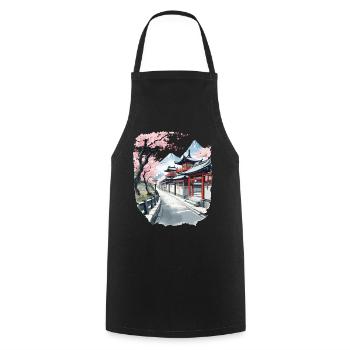Japon Vintage Esthétique Rétro Streetwear Design - Tablier de cuisine - noir - Devant - AI Model Male 185 dark (185cm)