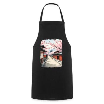 Fleurs de cerisier Japon Streetwear Street Art Design - Tablier de cuisine - noir - Devant - AI Model Male 185 dark (185cm)