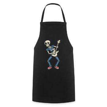 Funny Skeleton Skull Guitarist Halloween - Cooking Apron - black - Front - AI Model Male 185 dark (185cm)