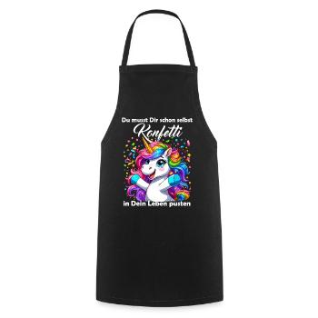 Unicorn Carnival Confetti Fun Optimism Funny - Cooking Apron - black - Front - AI Model Male 185 dark (185cm)