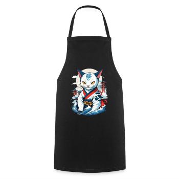 Aesthetic Cat Love Streetwear Japan Cats - Cooking Apron - black - Front - AI Model Male 185 dark (185cm)