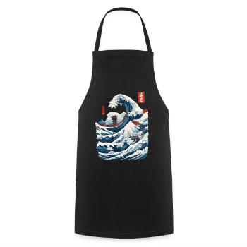 Vintage Japon Ukiyo-E vague Streetwear Design - Tablier de cuisine - noir - Devant - AI Model Male 185 dark (185cm)