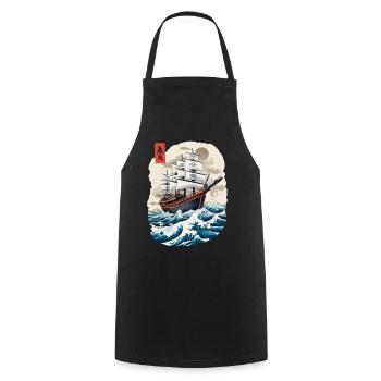 Japon Voilier Capitaine Esthétique Streetwear - Tablier de cuisine - noir - Devant - AI Model Male 185 dark (185cm)