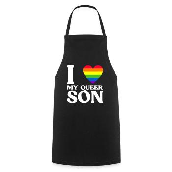 Gay Pride Fiers Parents Fils Gay - Tablier de cuisine - noir - Devant - AI Model Male 185 dark (185cm)