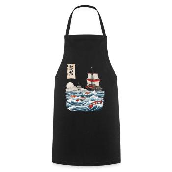 Sushi Ukiyo-E Japon Pêche Design Esthétique - Tablier de cuisine - noir - Devant - AI Model Male 185 dark (185cm)