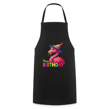 Birthday Flamingo Gift Party Fun Funny - Cooking Apron - black - Front - AI Model Male 185 dark (185cm)