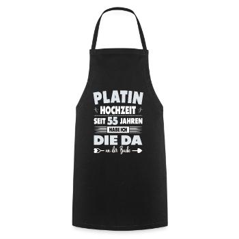 55 Hochzeitstag Paare 55 Jahre Ehe Platinhochzeit - Kochschürze - Schwarz - Vorne - AI Model Male 185 dark (185cm)